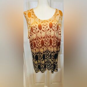 Jones New York Surbaya Sleeveless Round Neck Rust Tan Top Size 3X NWT